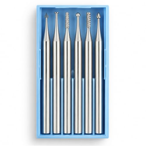 CHEOTIME 2.35mm Shank Tungsten Steel Engraving Bits, Micro Linocut Tools Wood Carving Drill Bits Micro Engraving Tool Grinder Bits for Rotary Tool Accessories(Head Diameter 1.4mm)