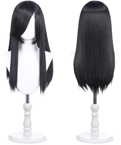 60cm Universelle Kostümperücke mit 2 Haarnetzen für Cosplay, Halloween & Themenpartys (Schwarz)