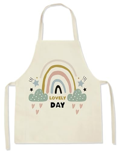 Lino Tablier de cuisine pour enfants, imperméable, tablier de cuisine pour enfant, tablier de jardin d'enfants, filles, garçons, tablier de peinture pour enfants, arc-en-ciel