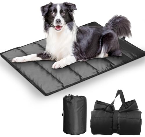 LEKEFETO Hundedecke für Unterwegs, Waschbar Hundematte, Faltbare Reisedecke Hund Camping, Wasserdichtes Hundematte für Draußen, für Mittelgroße & Grosse Hunde - Schwarz, 120 x 70 cm