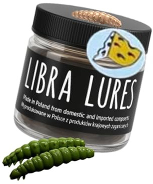 Libra Lures Larva 35 mm – Forellenköder mit Käse-Aroma | Ultraweicher Softbait, schwimmfähig | 12 Stück | für UL, Tremarella & Sbirolino | Bienenmade-Imitation | Farbe: 031 (Olive)