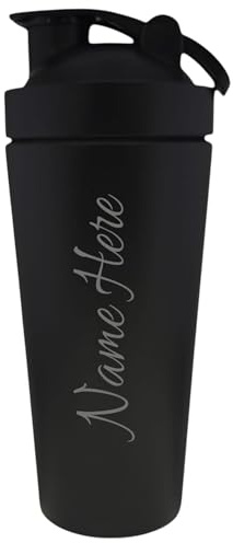 1stclassgifts [Custom] Personalised Engraved Large Name Protein Shaker Bottle 739ml 25oz Selection Of Colours (Black)