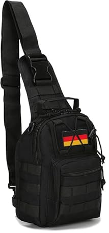 DOCANIO Tactical Bag Leichter Sling Bag Chest Crossbody Bag für Herren Damen, Kompakt Bauchtasche, Verstellbarer Schultergurt Umhängetasche, Schultertasche Brusttasche für Reise Schule Wandern