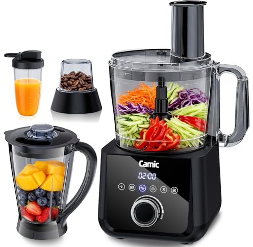 Camic Kompakte Küchenmaschine - Food Processor 1500W Motor, 6 Funktionen, PowerChop, 3-in-1 Scheibe, Einfacher Zusammenbau, 2,5L Schüssel (Upgrade-Version)