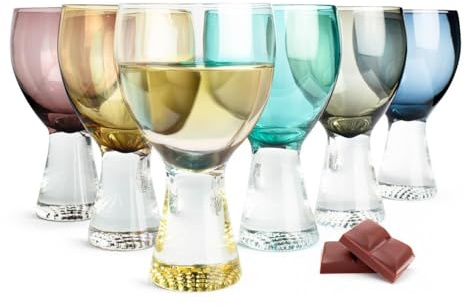Sendez 6 färgglada vinglas 350 ml på fot rödvinsglas vitvinsglas cocktailglas