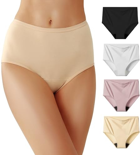 Battewa Cotton Incontinence Underwear for Women High Waisted Multicolor 2XL
