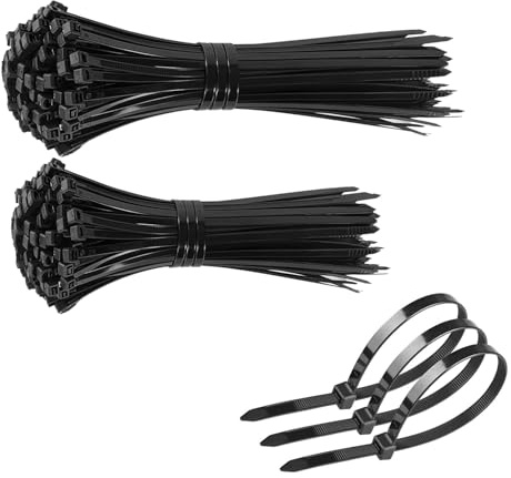 Bridas negras – 200 unidades de nailon universal para cables de sujeción automática, clips para gestión de cables, resistentes a los rayos UV – 200 mm × 4 mm & 300 mm × 4 mm