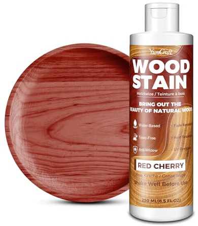Holzbeize Rote Kirsche – 250ml Wasserbasierte Holzlasur, Innen & Außen für alle Holzarten, Möbel, Schränke, Türen, Fenster, Regale, Schnelltrocknend, Geruchsarm, Ungiftig, Einfach Aufzutragen, Matt
