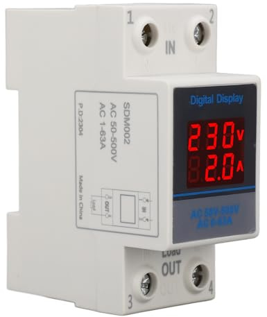 FTVOGUE Medidor de Corriente de Voltaje, Pantalla Digital de Doble Pantalla, Voltímetro AC50-500V 0-63A para Aplicaciones Domésticas e Industriales
