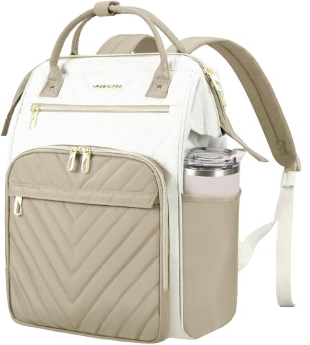 VANKEAN Sac à Dos pour Ordinateur Portable de 17,3 Pouces pour Femme Homme | Sac de Travail pour Ordinateur, Sac à dos Imperméable de Grande Capacité avec, Sac à dos universitaire,BEIG/Khaki