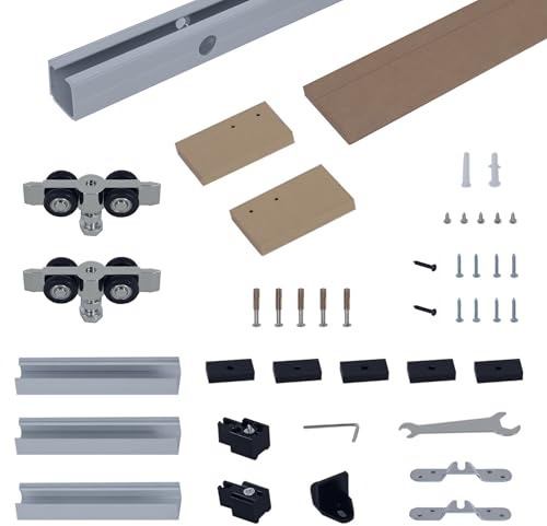 HOMCOM 6.5FT/2000mm Modern Sliding Barn Door Closet Hardware Track Kit Aluminium Track System Unit for Single Wooden Door