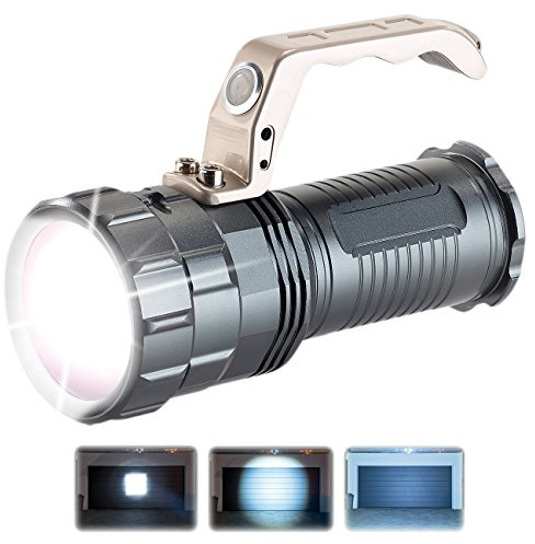 KryoLights Handscheinwerfer: Extrahelle Akku-LED-Handlampe TRC-410 CREE LED, 400lm, 10W, IP44 (Taschenlampe Strahler, Suchscheinwerfer, groß)