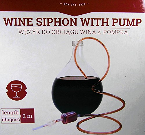 Weinheber mit Ansaugpumpe und Klemme - 2 Meter Weinschlauch für Weinballons, Saftballons, Korbflasche