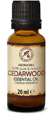 Cederträ Olja 20ml - Cedrus Atlantica - Kroppsvård och Hår - 100% Ren och Naturlig Cederolja - Bastu - Massage - Kosmetika - Aromaterapi - Hushållsljus och Diffusorer