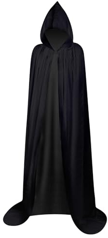 Myir JUN Unisex Halloween mantel med huva, lång cape, rock, sammet, maskeraddräkter för vuxna, barn, cosplay (XL, svart sammet)