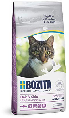 Bozita Hair & Skin Nourriture sèche pour Chat avec Saumon – 400 g – Nourriture sèche sans blé pour Chats Adultes sensibles – 34% de protéines, 10% de matières Grasses – pour la Peau et Le Pelage
