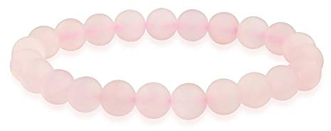 Bling Jewelry Halbedelstein Matt Rosa Rosenquarz Runde Perlenkugel 8MM Stapel Stretch Armband Für Frauen Männer Teenager Unisex