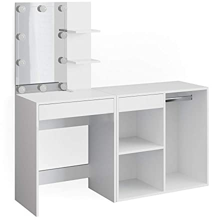 Vicco Schminktisch Weiß Isabelle 60x140x40 cm - Frisiertisch, Platzsparend und funktional zugleich