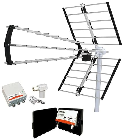 Kit Antena TV 5G 13dB + Amplificador 30 dB 2 UHF+ Fuente ALIMENTACIÓN + Conexiones
