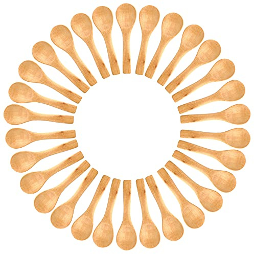 Small Wooden Spoons 50 PCS Mini Wooden Spoons for Body Scrubs/Sugar Scrubs/Spices/Ice Cream/Bath Salts, 3.93inch Little Wooden Spoon