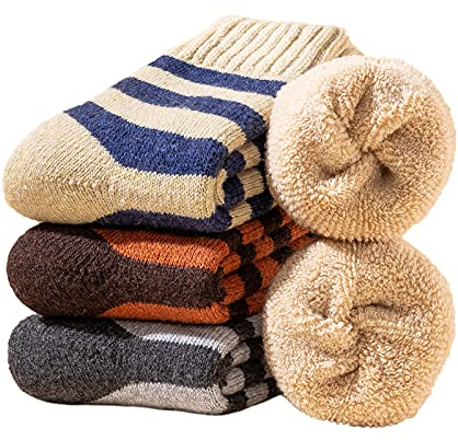 YZKKE 3Pack Mens Super Thick Wool Warm Socks - Soft Comfort Casual Crew Winter Socks