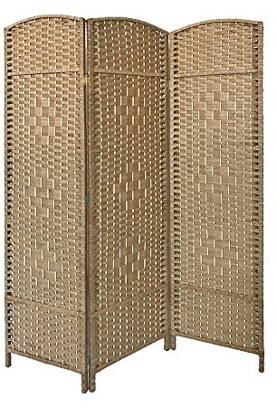 Brown 3 Panel Wicker Room Divider Hand Made Privacy Screen Living Room Separator Partition (Natural, 3 Panel)