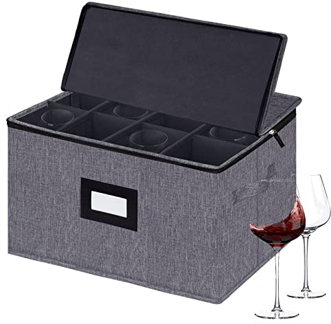 Support de Verre à Vin - Boîte de Rangement de Verrerie,Porte Verres Suspendu Contenir pour 12 Verres à Bordeaux,Champagne,Cocktails Famille,Restaurant(Gris)