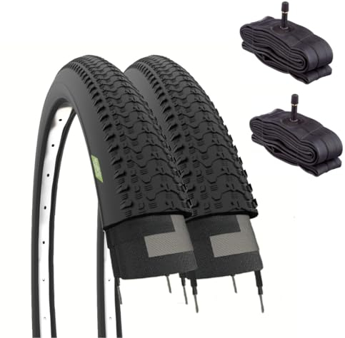 ECOVELO Pneumatici Mountain Bike 26 X 1.95 (50-559) + Camere con Valvola Americana 2 neumáticos 26 x 1,95 cámaras con válvula, Unisex niños, Negro, MTB 26 pollici tassellati