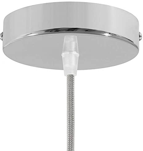 Baldachin für Texilkabel, Lampen Baldachin Metall. 1/2/3/5/7 Loch. Weiß, Schwarz, Chrom, Kupfer, Messing, Perlschwarz (1 Loch Chrom)
