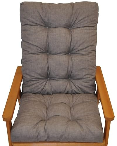 Rattani Polster für Gartenstuhl, Hochlehner Auflage Sylva, Hochlehner Auflage, Gr. 115 x 50 cm, Colore Grigio (dunkel grau)