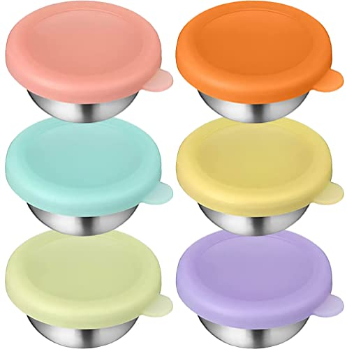 UPKOCH 6stücke Teiliges Edelstahl-saucenbecher Salatdressingbecher Mit Deckel Für Haushalt Gewürzbehälter Dipbecher Saucenaufbewahrungsbecher Luftdicht Sauber