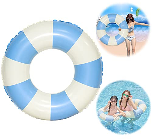 Schwimmring Erwachsene Retro-Stil, Retro Gestreifter Aufblasbar Schwimmring, Erwachsene Lustiges Pool Float Spielzeug, PVC Aufblasbarer Schwimmreifen 29.53/75cm, Für Schwimmbad,Partydekorationen