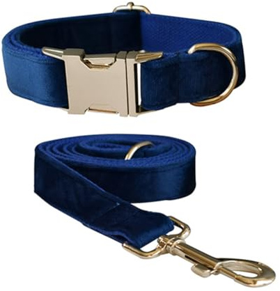 Hundehalsband und Leine aus weichem Samt mit robuster Metallschnalle, verstellbare, langlebige Haustierhalsbänder mit Hundeleine für kleine, mittelgroße und große Hunde, bequem und einfach zu