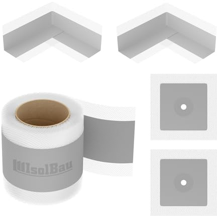 Isolbau 101G Bandset - Dicht-Set für den Innen und außen bereich inkl. 10 m Dichtband, 2x Innenecken & 2x Wandmanschetten, Abdichtung Dusche Bad Küche Wand Wasserdicht
