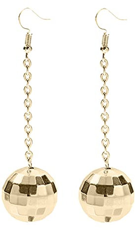ene Diamantohrringe Für Männer Splitter-Gold-Disco-Kugel-Ohrringe für Frauen Vintage-Ohrringe Damen-Kostüm-Accessoires Ohrringe Aufschrauben (Gold, One Size)