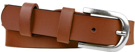 Zakatte • Schlichter Damen Gürtel aus Leder Damengürtel schmaler Taillengürtel Hüftgürtel Ledergürtel MC1 (Cognac, 100 cm)