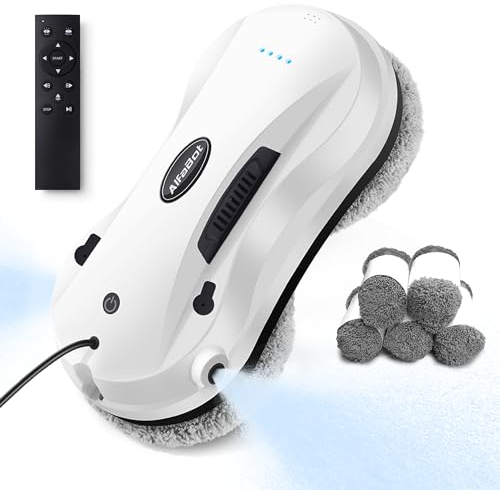 AlfaBot X7 Robot Lave-vitres, Robot électrique pour Nettoyage de Fenêtre avec Télécommande, Lave-vitres avec Réservoir d'eau pour Lave Toutes Les Surface Lisse, Pulvérisation Automatique