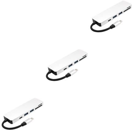 BESTonZON 3piezas Adaptador USB Tipo c Mutiport Hub USB Compatible Dispositivos Tipo c Diseño y Práctico Plata