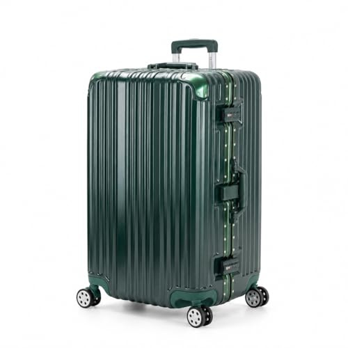 Travelhouse London XL Koffer Sport · Aluminium Rahmen & PC Hartschale ·Reisekoffer · 2X TSA Zahlenschloss · 4X 360° Doppelrollen · 43x36x76cm · Vol. 115L · Farbe: Grün