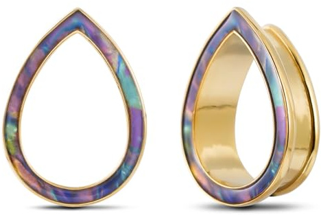 PONWAG 1 Paar 2g 0g 00g Tropfen Rhombus Ohren Dehnung Tunnel Stecker Opal Doppelt Flared Edelstahl Saddle Plug Piercing Schmuck für Frauen
