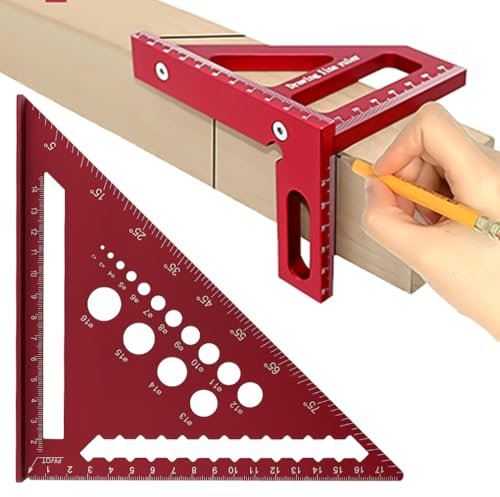 Cartlant 2Pcs Set Speed Square with 3D Multi Angle Measuring Ruler, 45 and 90 Degree Carpentry Combination Tool 7 inch Metric Finder Triangle Woodworking Protractor for Engineer Builders Roofers