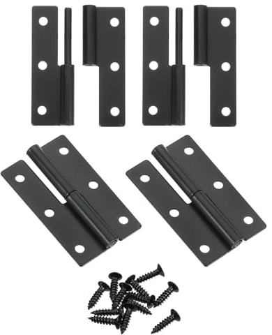 sourcing map 4 Pcs Lift Off Hinge, 2.5 Detachable Lift Off Hinges Right Handed Slip Joint Small Flag Hinges Rising Butt Door Hinges, Black