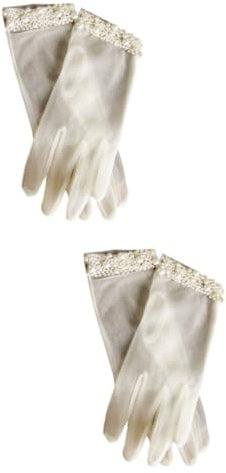 GALPADA 2paare Brautaccessoires Perlen-handschuhe Für Hochzeiten Elegante Gefütterte Handschuhe Einfarbig Universelle Für Besondere Anlässe Und Tanzveranstaltungen