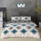 Lions 4 Piece Bedding Set with Fitted Sheet - Double Duvet Cover Sets + Matching Pillowcases, Reversible Geometric Quilt Covers, Soft Poly Cotton Printed Shapes Bed Linen