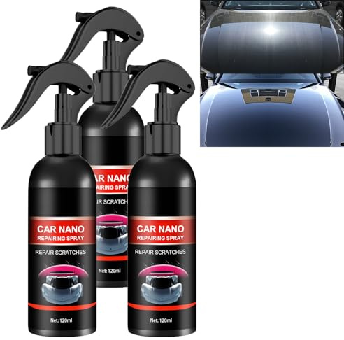 Nurafix Nano-bilspray, nurafix bilvax, repreparationsvax för bil, snabb repreparation, lämplig för alla fordonstyper (3 st)