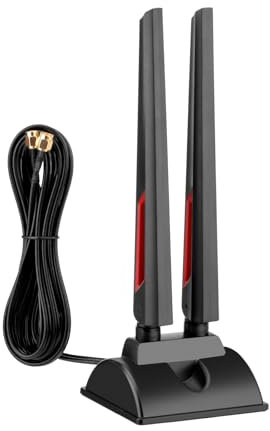 Superbat High Gain WiFi 6E Tri-Band Antenna 2.4GHz 5GHz 6GHz Magnetic RP-SMA Antenna for PC Desktop Computer WiFi 6 6E Router Bluetooth Gaming Motherboard PCIe Network Card etc.