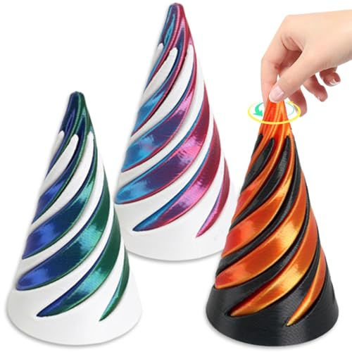 CJQRL 3 Pièces 3D Imprimé Spiral Cone Fidget Toy, Impossible Cone, Objet Anti Stress, Anxietys Relief Toy, Rotating Cone Fingertip Toy, Stress Relief décorations de Bureau pour Enfants et Adultes