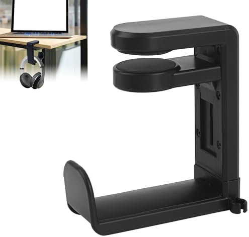 BOXOB Headphone Stand Hanger Desk Hook, C-Clip Gaming Headset Holder Under Desk with Retractable Handle Headphone Stand Hanger Mount for Home Study Desk