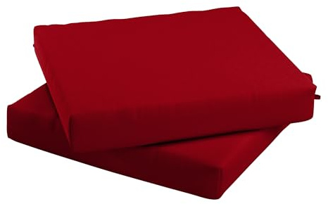 California Umbrella Outdoor Replacement Patio Chair Pad Set of 2, 18 x 18 Inch, Premium Outdoor Memory Foam, Fade Resistant Solstice Olefin Fabric, Fabric Ties, Red