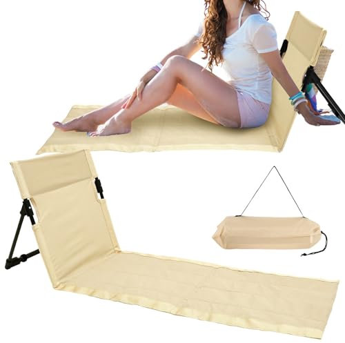 Chaise longue de plage pliable légère 40 x 120 cm avec dossier - Chaise longue de plage avec sac de rangement - Chaise de plage d'été - Vacances à la plage - Bain de soleil - Camping